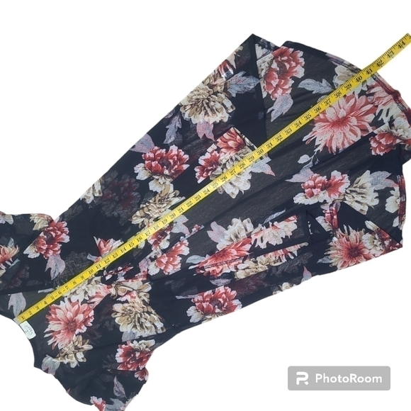 Anthropologie Ember Sheer Floral Flutter Sleeve Cover Wrap Dress – Size Large - Picture 9 of 12